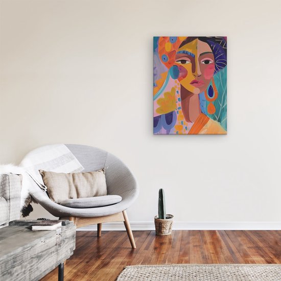 Artaza Peinture sur toile représentant une femme dans un turban coloré – 60 x 80 – Décoration murale – Photo sur toile – Impression sur toile