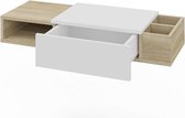 Hola Opbergconsole van hout, afmetingen H 17 cm x B 90 cm x D 30 cm, lade met metalen rails op wielen, 1 opbergvak, 2 steekvakken, directe montage aan de muur (Sonoma eiken)
