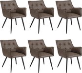 Rootz Eetkamerstoelen Set van 6 - Elegante stoelen - Comfortabele zitting - Schuim met hoge dichtheid - Stevig metalen frame - Ergonomisch ontwerp - 57 cm x 80 cm x 57 cm