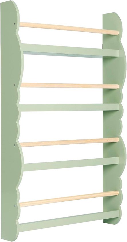 Rootz Wandgemonteerde kinderboekenkast - Kinderboekenplank - Veilig, stijlvol, gemakkelijke toegang - Niet-giftige, veilige stang, naar voren gerichte planken - 98 cm x 60 cm x 14,5 cm