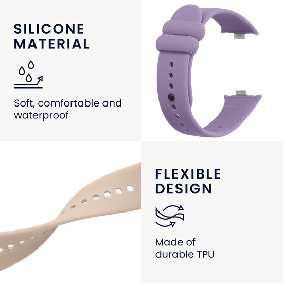 kwmobile Bracelet compatible avec Xiaomi Smart Band 8 Pro/Smart Band 9 Pro bracelet - 2x bracelet de rechange en silicone pour fitness tracker