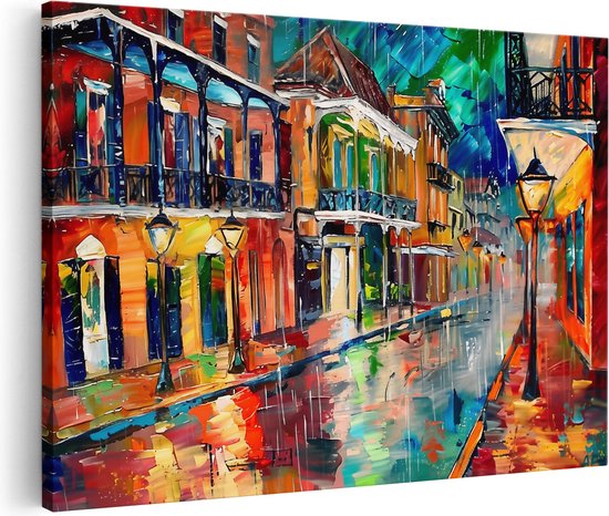 Artaza Canvas Schilderij Kunstwerk van een Straatbeeld in New Orleans - 60x40 - Wanddecoratie - Foto Op Canvas - Canvas Print