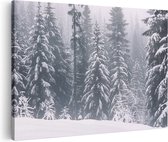Artaza Canvas Schilderij Bos Bedekt met Sneeuw - 30x20 - Klein - Foto Op Canvas - Canvas Print