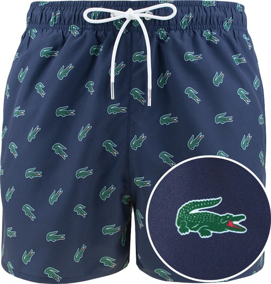 Lacoste zwemshort all over logo print blauw - L