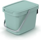 Poubelle de comptoir Keden GFT - vert menthe - 6L - verrouillable - 20 x 26 x 20 cm - couvercle/poignée - petites poubelles - tri des déchets