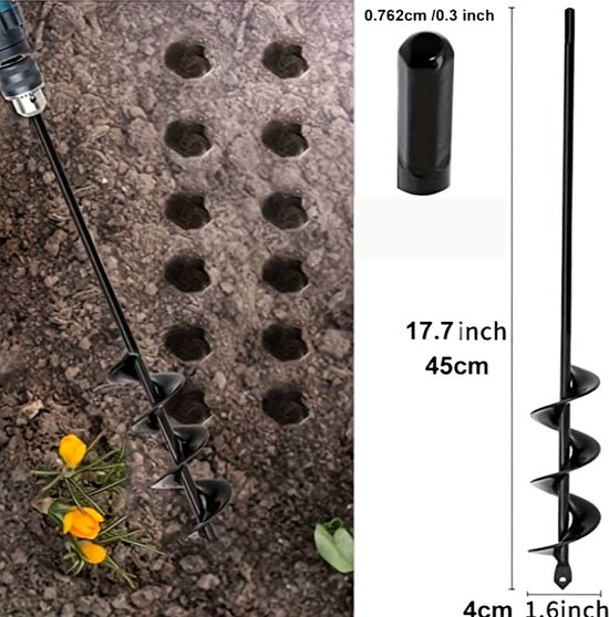 Allernieuwste.nl® Grondboor voor Boormachine Staal ø40 mm x 45 cm Bollenboor Bollenpoter Grond Boor Slangenboor - Staal 40 x 450 mm %% — afbeelding 2