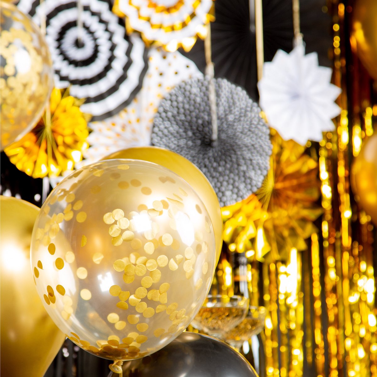 Fissaly 68 stuks Zwart & Goud XL Decoratie Feestpakket Versiering - Gouden Ballonnen & Slingers – Verjaardag Feest, Sarah, Abraham, Bruiloft & Trouwen — afbeelding 7