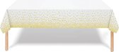 Tafelkleed Verjaardag Versiering Tafelloper Plastic Tafelzeil Wit Goud Stippen Feest Tafellaken Xl Formaat 137*274cm