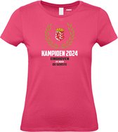 T-shirt Krans Kampioen 2024 | PSV Supporter | Eindhoven de Gekste | Shirt Kampioen | Fuchsia Dames | maat XL