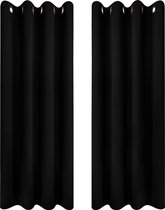 Verduisteringsgordijnen Oogjes 2 Panelen [140x175 cm Zwart] - Thermische en Geluidsisolerende Gordijnen voor Slaapkamer en Woonkamer