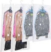 4 stuks vacuümzakken voor kleding, 2 stuks (135 x 70 cm) + 2 stuks (110 x 70 cm), hangende vacuümzakken voor donsjassen, pakken, jassen en jassen Vacuümruimtebesparing