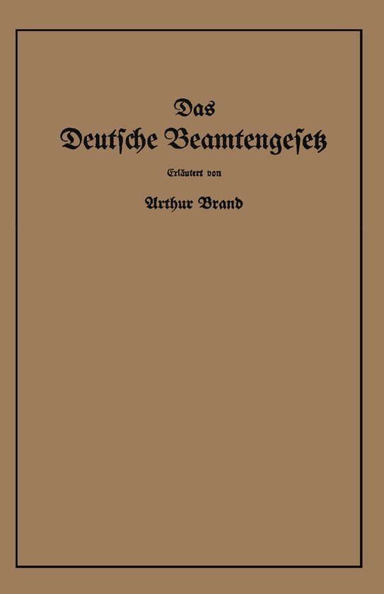 Das Deutsche Beamtengesetz (Dbg) - cover