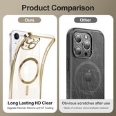 Magnetic Clear Silicone hoesje met geïntegreerde Camera Lens Protector - schokbestendig [Magsafe Magnetische Ring Case] - Goud- Geschikt voor iPhone 14