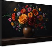 Bloemen wanddecoratie - Natuur schilderijen - Schilderijen canvas Vaas - Wanddecoratie modern - Canvas - Decoratie kamer 60x40 cm