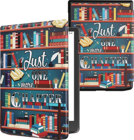 kwmobile hoes geschikt voor Pocketbook InkPad 4 - Magnetische sluiting - E reader cover in meerkleurig - bibliotheek design