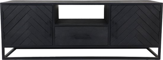 TV Meubel Verona - 150x40x55 - Zwart - Mangohout/ijzer