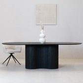 Eettafel Ovaal 300cm - Zwarte Tafel - Mangohout - Japandi Stijl - Eettafel Ava - Giga Meubel