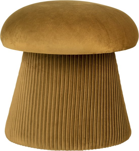 Pouf House Nordique Hampton Velours Ocre Ø39x42cm