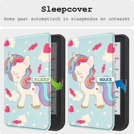Hoes Geschikt voor Kobo Clara Colour Hoesje Bookcase Cover Hoes - Hoesje Geschikt voor Kobo Clara Colour Hoes Cover Case - Eenhoorn van Epic deals — afbeelding 3