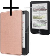 Hoes Geschikt voor Kobo Clara Colour Hoesje Bookcase Cover Book Case Hoes Sleepcover Met Screenprotector - Rosé Goud