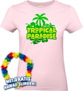 Dames t-shirt Tropical Paradise | Toppers in Concert 2024 | Club Tropicana | Hawaii Shirt | Ibiza Kleding | Lichtroze Dames | maat L