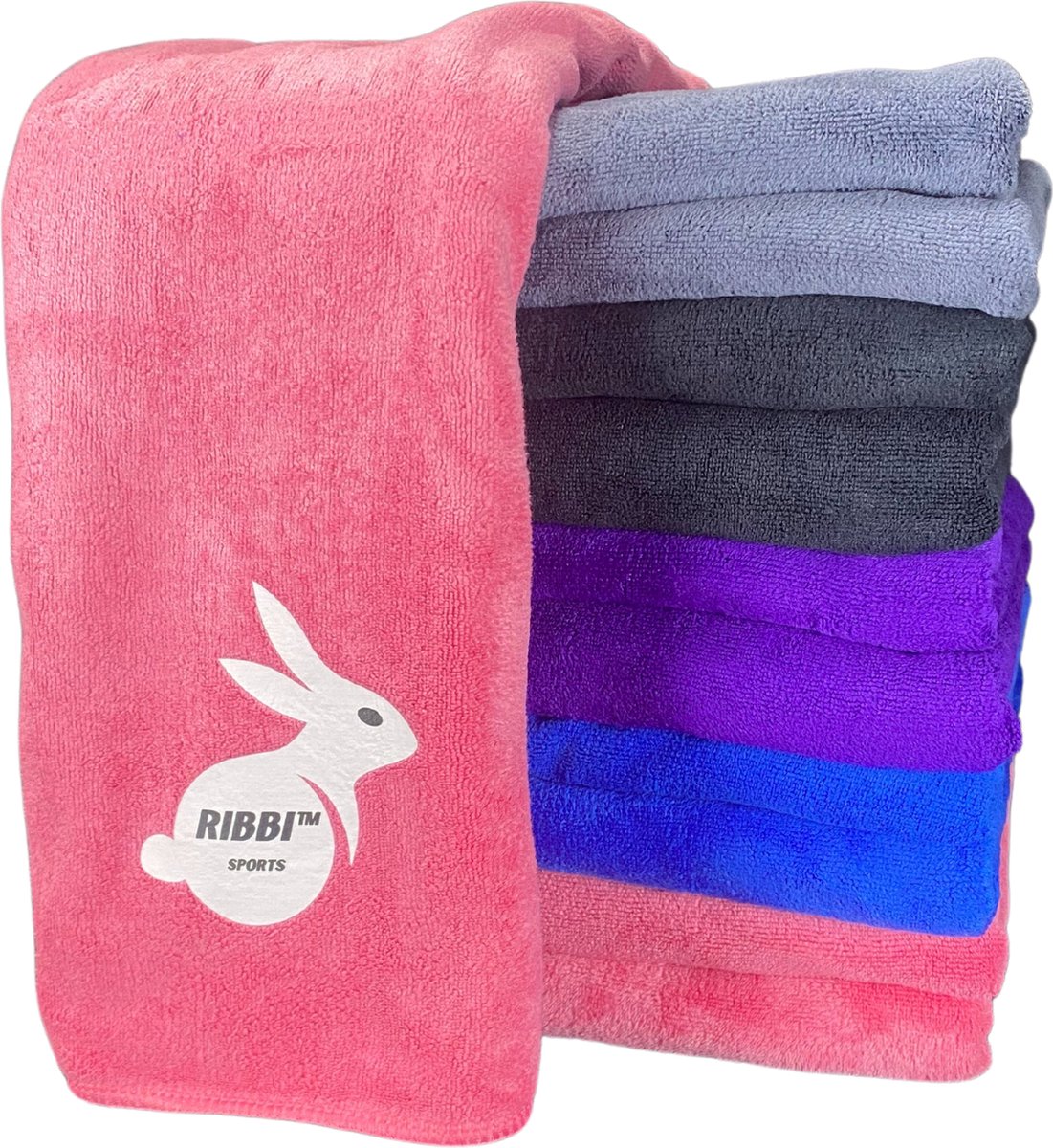 Ribbi - Premium microvezel handdoek, inclusief opbergtas – geschikt voor fitness & sport, strand, yoga, badhanddoek, sauna en meer – 40x100cm - Roze