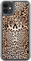 Hoesje geschikt voor iPhone 11 - Luipaardprint - 2in1 backcover - Luipaardprint - Bruin - Leuke Telefoonhoesjes