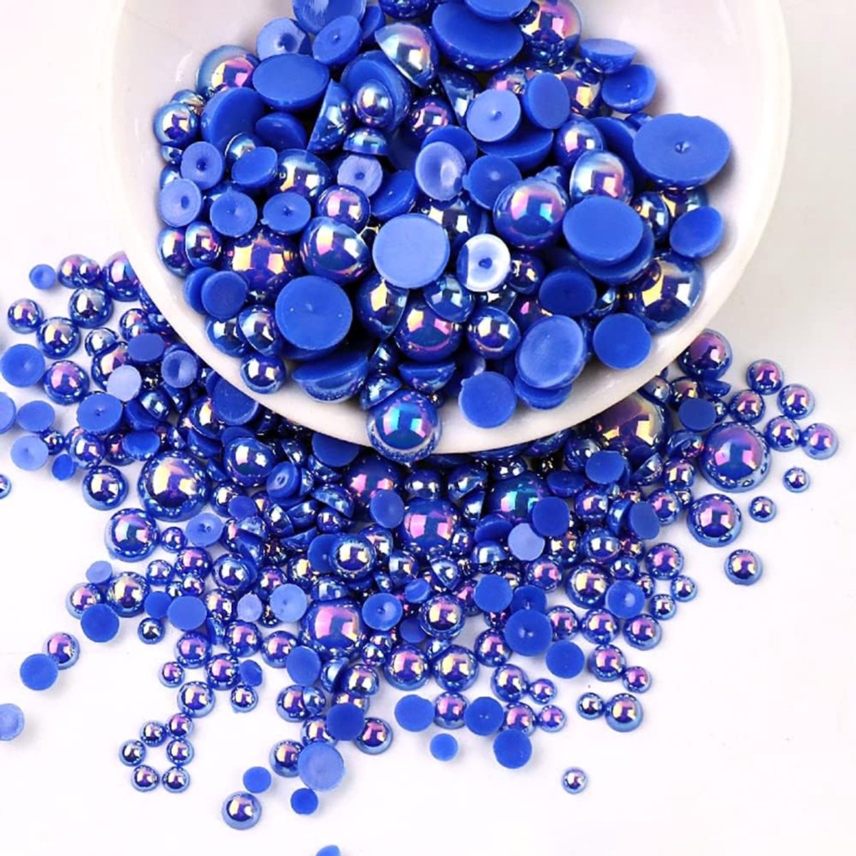 Kralen, platte rugkralen kunstmatige losse kralen kunststof knutselkralen halfkralen om te knutselen voor DIY sieraden maken, manicure, donkerblauw 4mm