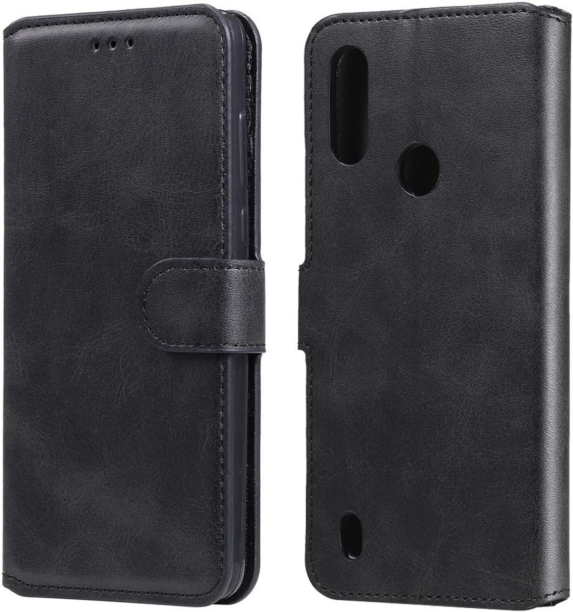 Compatibel met MOTOROLA Moto E6S (6.1) XT2053-1 XT2053-2 XT2053-3 Hoes Cover Case Flip Book Stand Gel Silicone TPU Kunstleer Portefeuille Magneetsluiting Kaarthouder Zwart