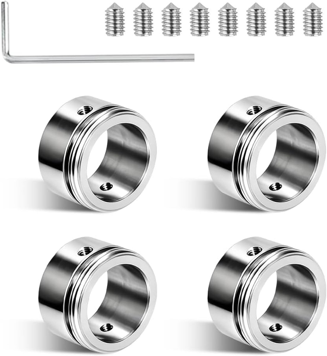 4 stuks verwarmingsventieladapters, M30 x 1,5 radiatorthermostaatadapter van 304 roestvrij staal, verwarmingsthermostaatadapter met zeskantsleutel