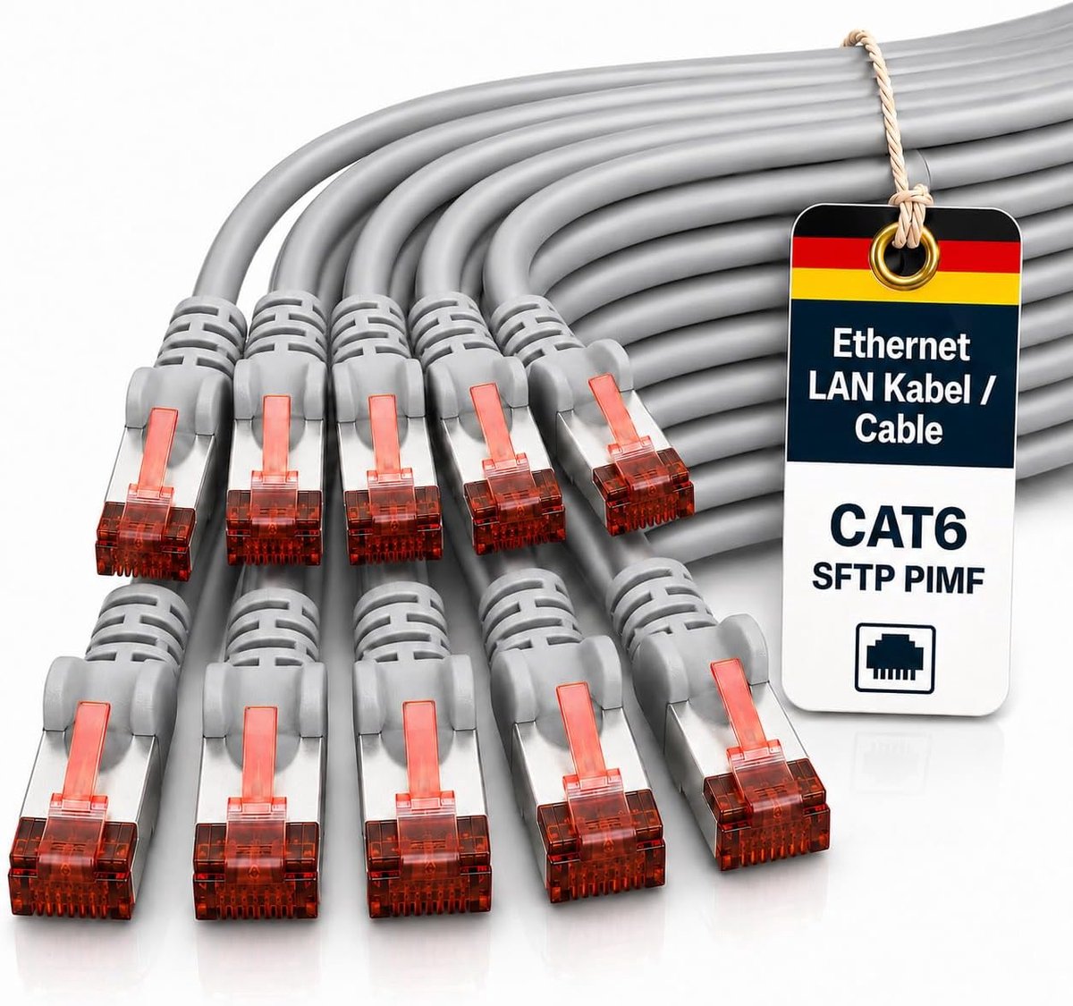 10x 3m Cat6 Cat.6 Ethernetkabel Cat 6 Netwerkkabel Patchkabel RJ45 SFTP - Grijs