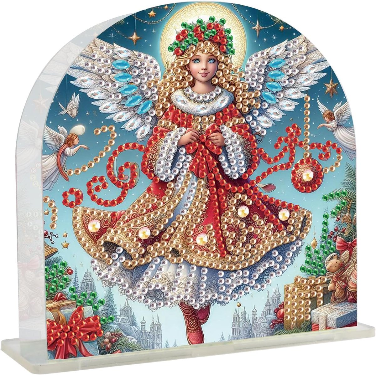 Diamond Painting Servetdispenser Fee 145 x 145 mm Diamant Schilderij Vrijstaande Servethouder Engel Tafelkleeddispenser Elfen Servetten Frame Papier Servethouder Kerst Tafeldecoratie
