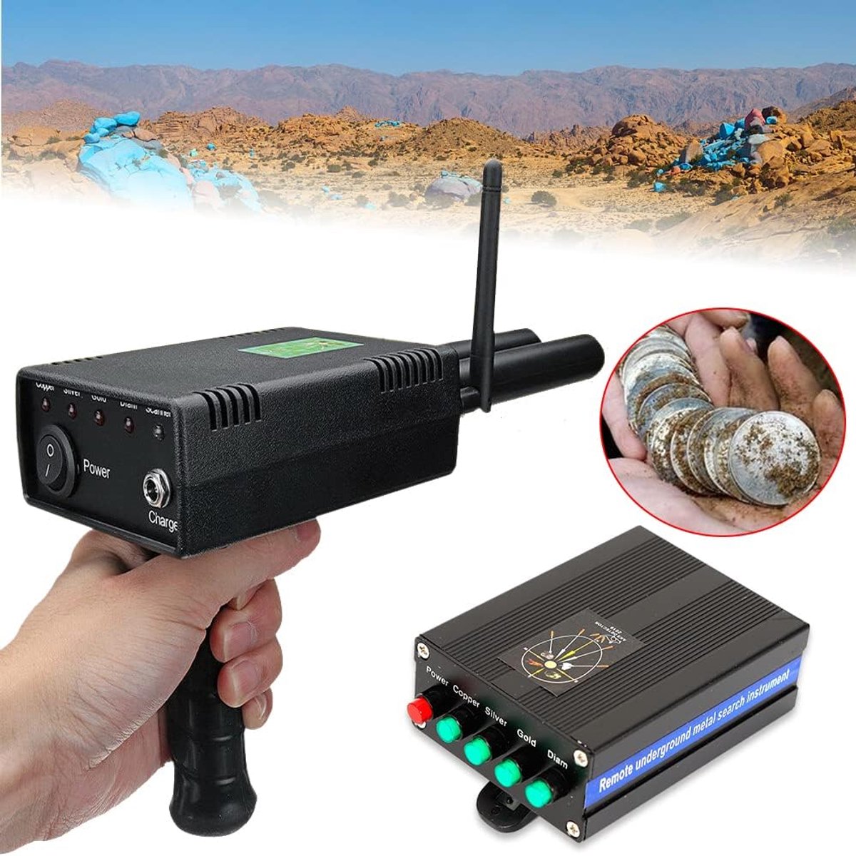 Metaal-detector, dual sonde, positionering, scan, professionele detector, 1000 m zoekbereik, 20 m, maximale detectiediepte voor goud, zilver, koper, diamanten
