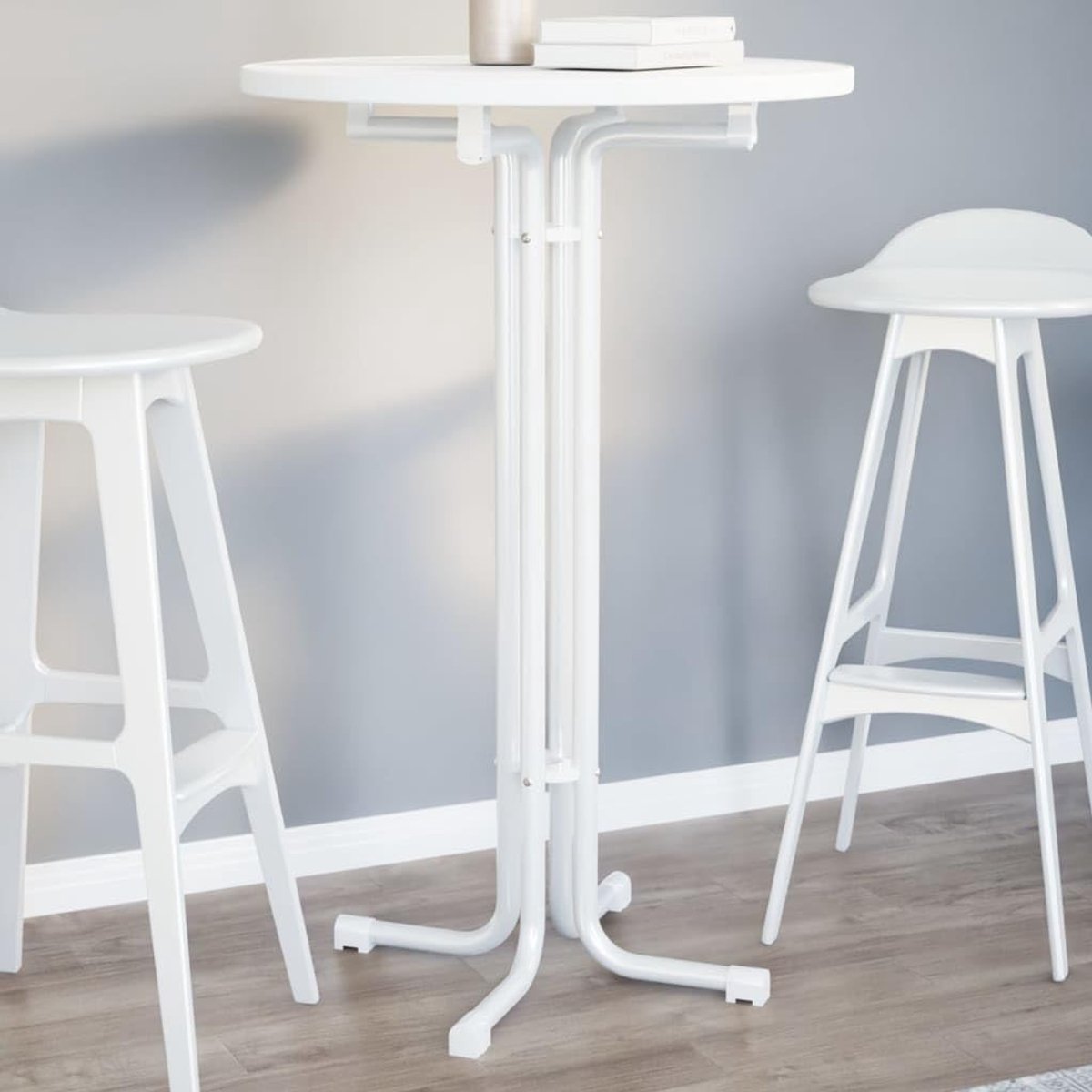 Eettafel Wit Ø70x110 cm Houtmateriaal en Staal Keuken Eettafel Maaltijdtafel voor Keuken