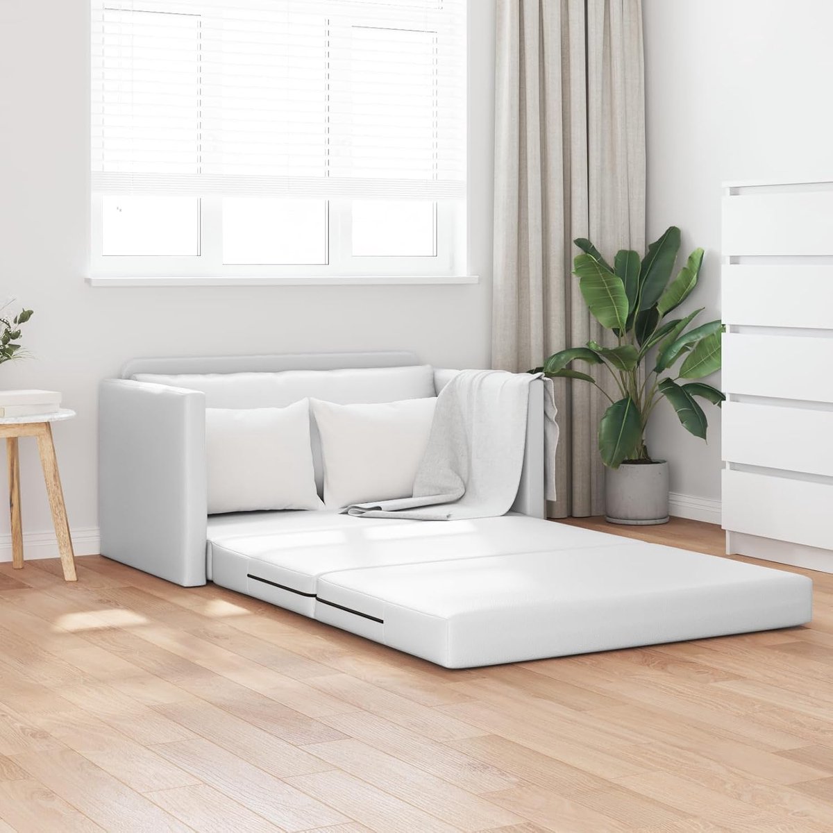 2-in-1 vloerbank, 124 x 71 x 78 cm, kunstleder, tweezits met afneembaar kussen voor moderne ruimtes, compact formaat, ideaal voor kleine woningen, multifunctioneel