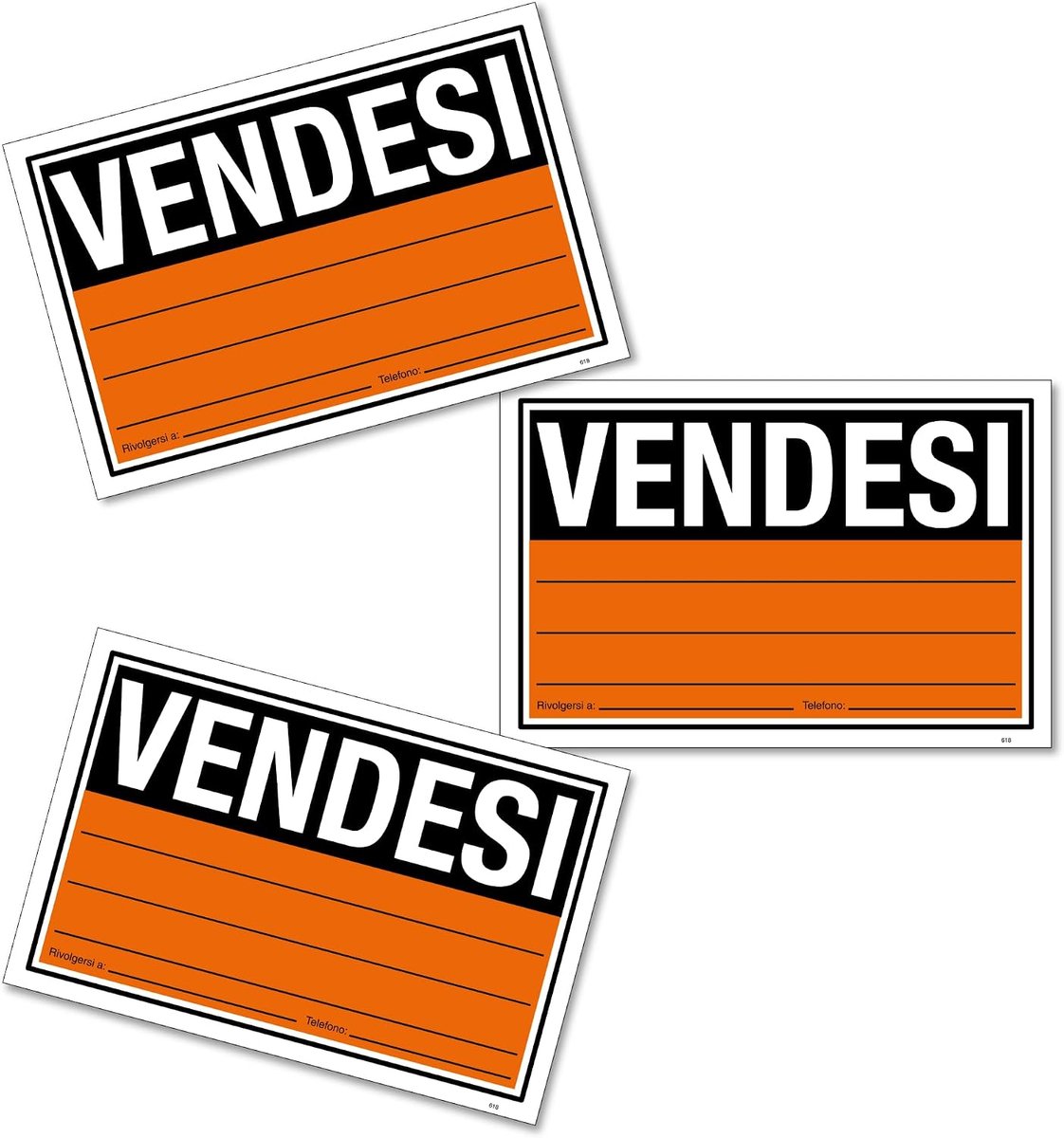 Set van 3 verkochte borden, 20 x 30 cm, van pvc, hoge zichtbaarheid voor eigendommen te koop, waterdicht, verblindingsvrij, duurzaam, voor binnen en buiten, ruimte voor contacten, lange levensduur