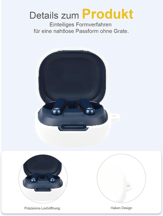 Hoes voor soundcore P40i by Anker draadloze hoofdtelefoon, daunke zachte siliconen beschermhoes, huidvriendelijke etui met ronde gesp, volledige bescherming, wit — afbeelding 2