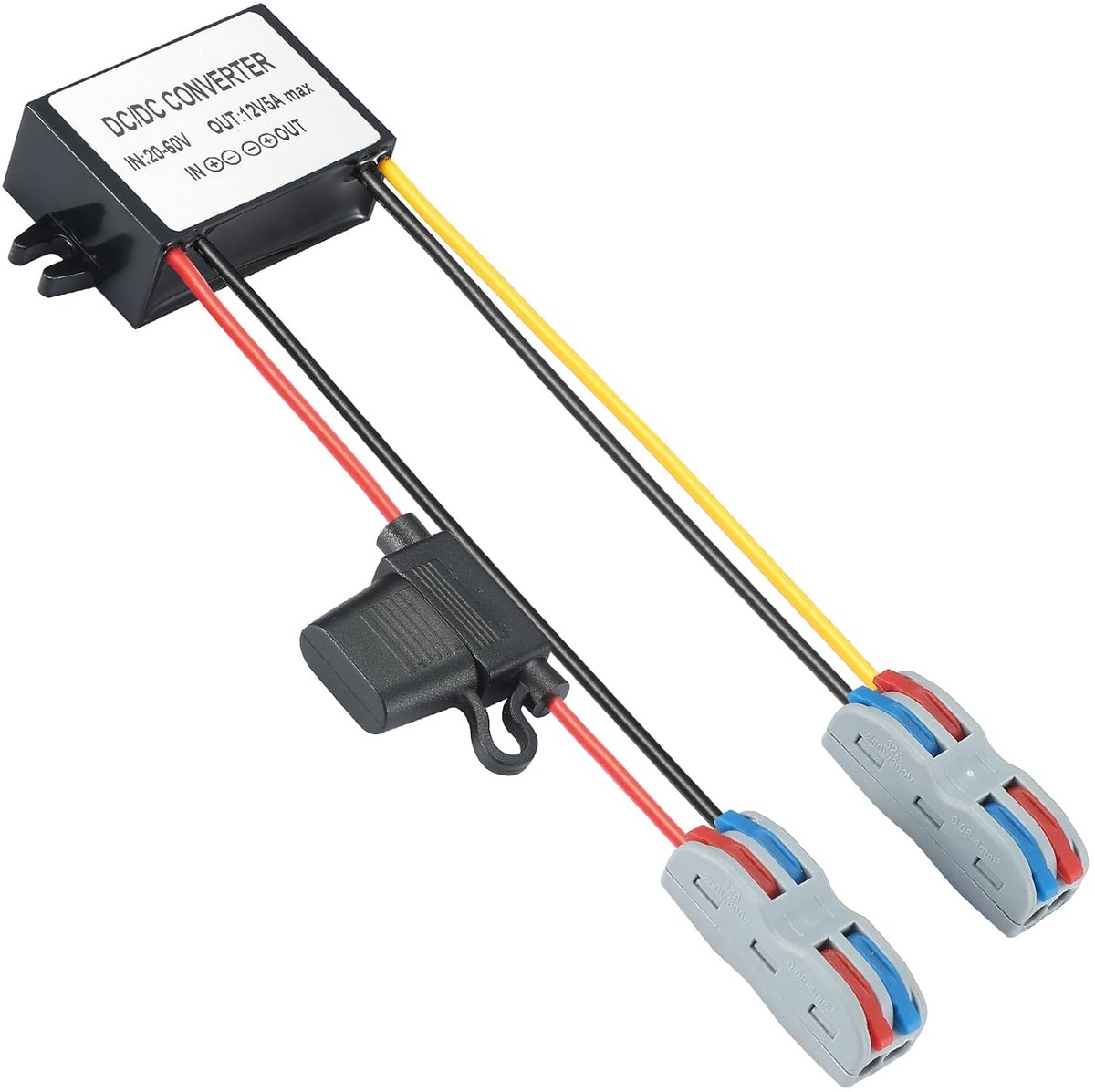 20V-60V naar 12V 5A 60W Buck Converter, DC 24V/36V/48V naar 12V spanningsstabilisator spanningsbegrenzer