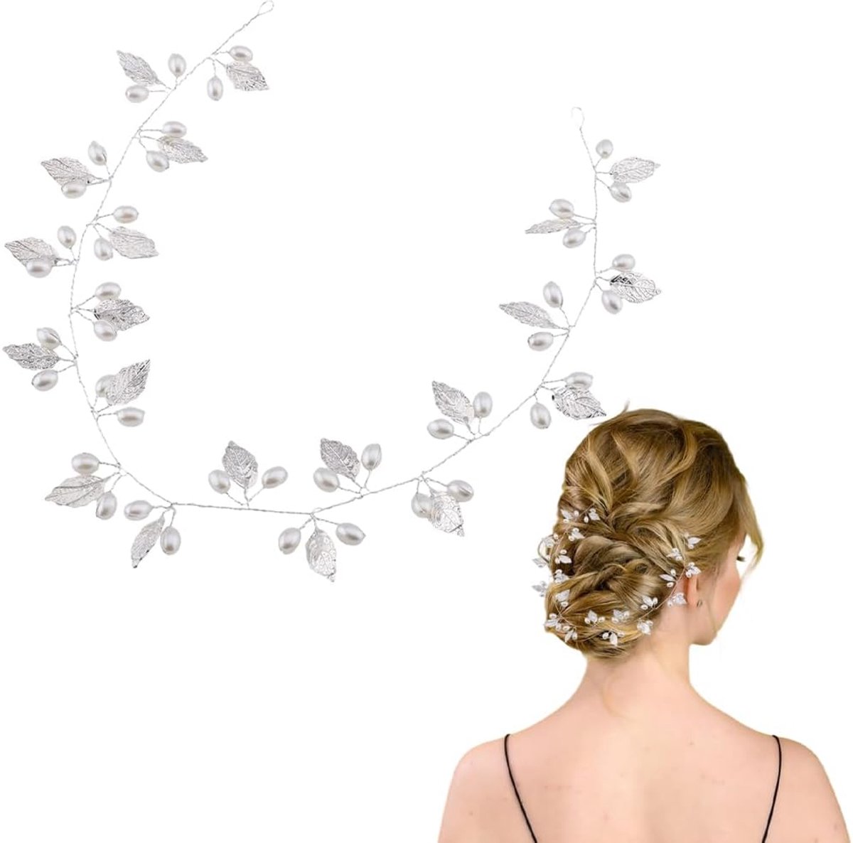 Haarstuk Ketting Parel Kraal Bruids Hoofddeksel Bohemen Godin Kroon Sierlijke Krans Decoratieve Legering Bladeren Hoofdhanden voor Vrouwen Dames Bruidsmeisje Bruiloft Party Prom