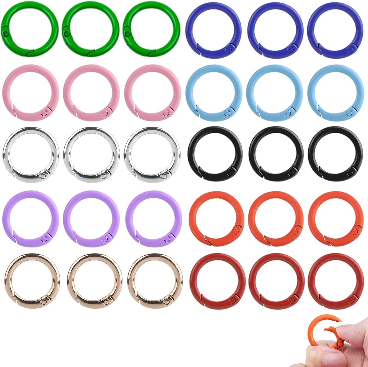 Karabijnringen 30 stuks – 25mm metalen O-ringen – multicolor sleutelhanger ringen voor DIY, tassen, sieraden en handwerk – stevige zink legering – eenvoudige sluiting