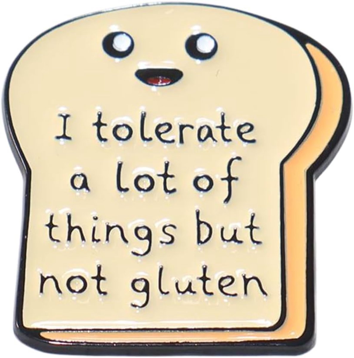Grappige glutenvrije emaille pin, toastvormige broche met humoristische quote, coeliakie cadeau voor haar hem, decoratieve badge voor jassen, tassen, hoeden