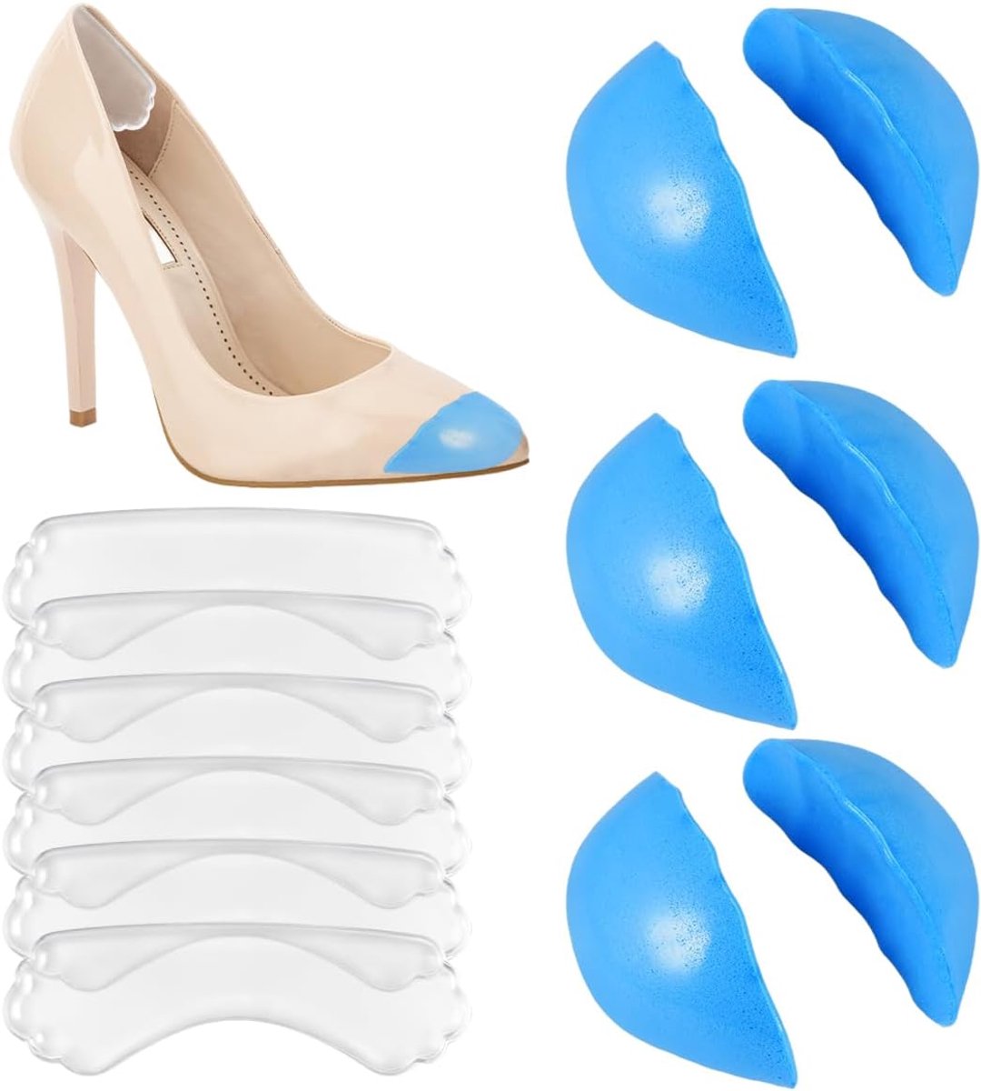 6 Paar Set Inlegzolen voor Te Grote Schoenen, Herbruikbaar Schoenverkleiner
