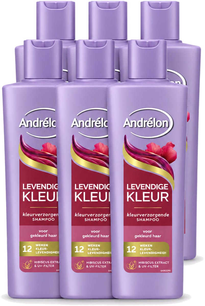 6 x Andrélon – Shampoo – Levendige Kleur – 250 ml - Voordeelverpakking - 6 stuks