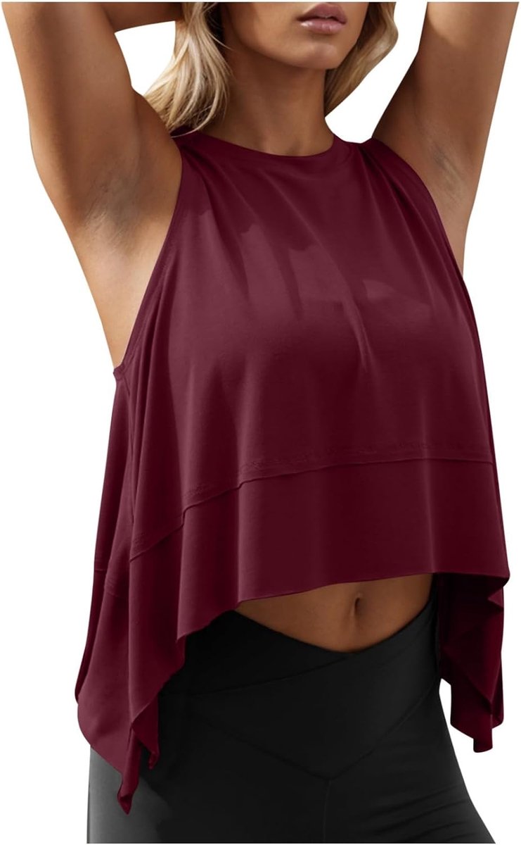 Tanktop voor dames, buikvrij, katoen, sporttop, los, grote maten, top, elegant T-shirt, mouwloos, zomertop, Yk2, onderhemd, sexy, effen bovenstuk, basic top, ronde hals, blouse