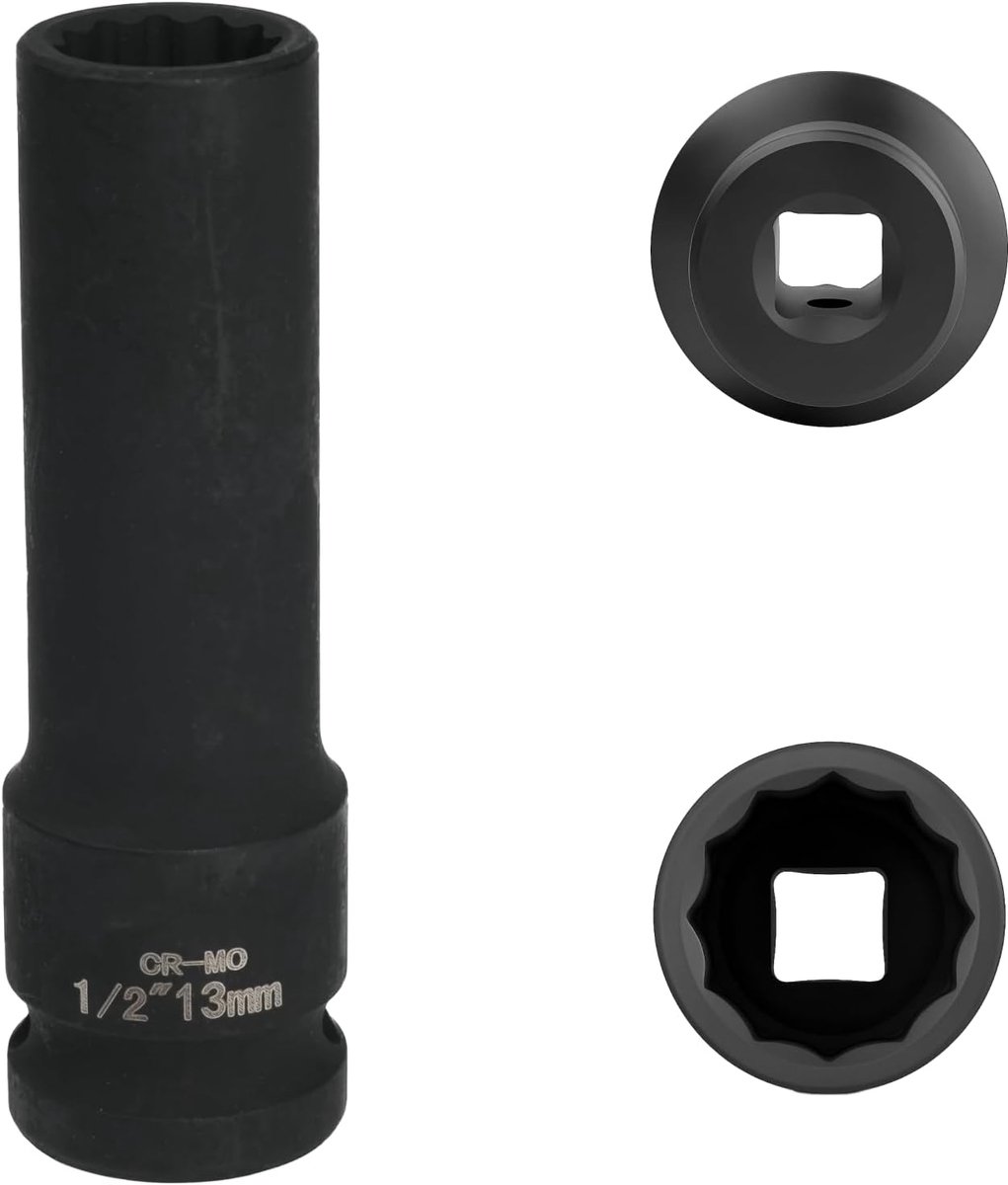 Dopsleutel 13 mm 1/2 inch 12-kant, slagmoer 1/2 13 mm staal chroom-molybdeen CR-MO (zwart)