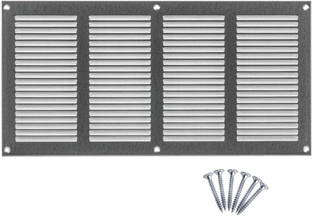400x200mm Verzinkt Stalen Ventilatierooster met Muggengaas - Metalen Ventilatieroosters
