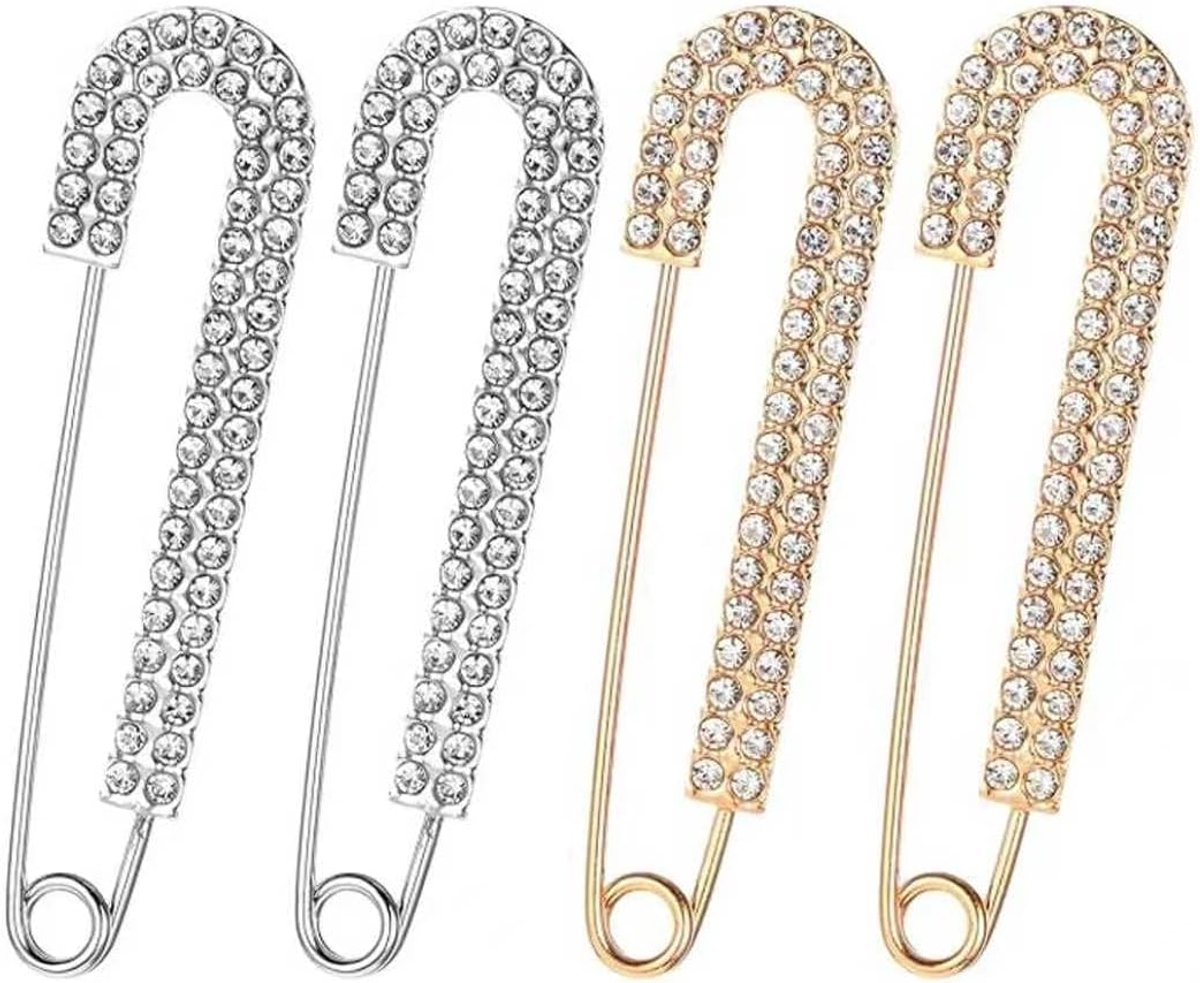 Broches en reversspelden voor dames, 7 cm, veiligheidsspelden, goud/zilver, broche, uitsnijding, voor jurk, broek, rok, taille, decoratie, accessoires