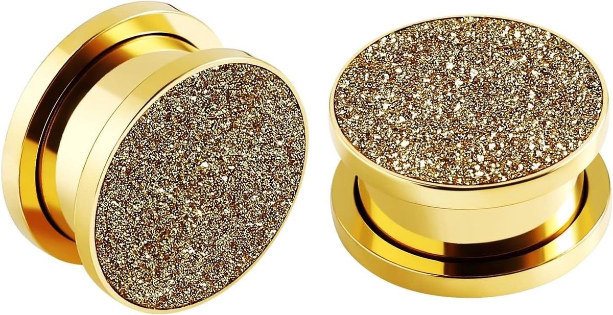 Tunnels Rvs 6G Oortunnels Mannen 4-20mm Rond met Matte Plugs en Tunnels Goud