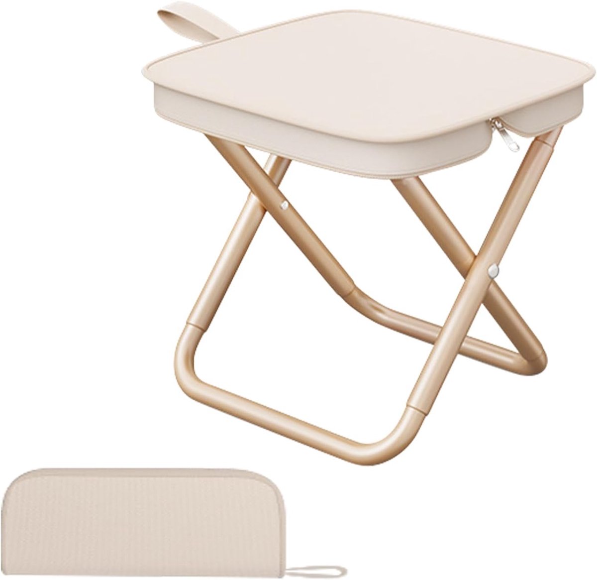 Opvouwbare kruk, inklapbaar, campingkruk, hoogwaardig Oxford-weefsel en staal voor outdoor, reizen, wandelen, tuin, vissen, grillen (kaki, 26 x 23 x 25,7 cm)