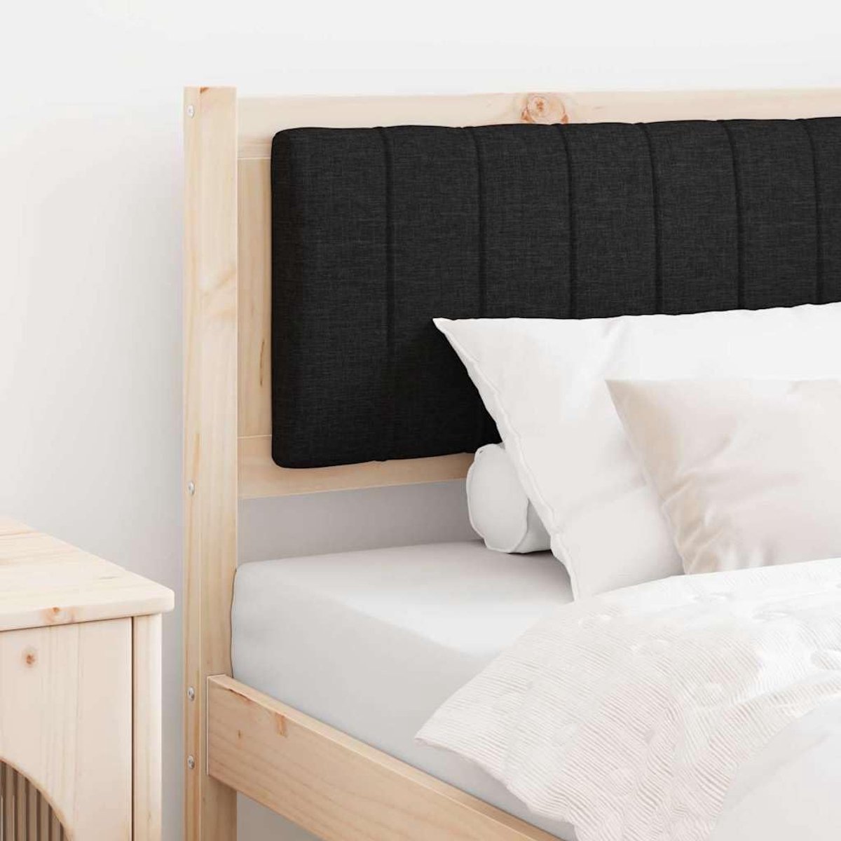 Hoofdeinde van massief grenenhout, 90 cm, met polyester bekleed, met achterpaneel, voor slaapkamer